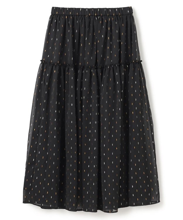 UNFILO ラメリンクルシフォン スカート ブラック
