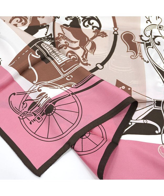 Marca 【Marcaオリジナル】色面シルエット馬車 小判スカーフ シルクツイル ピンク