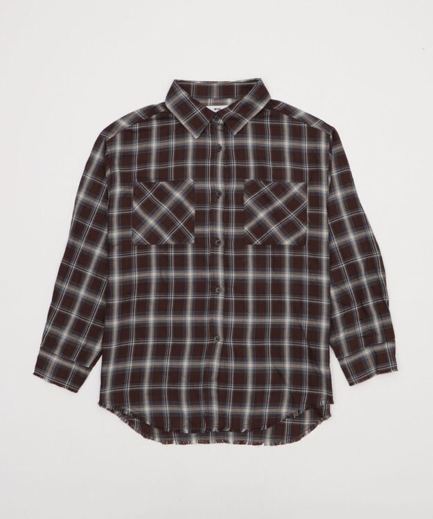 WEGO チェックBIGシャツ ブラウン