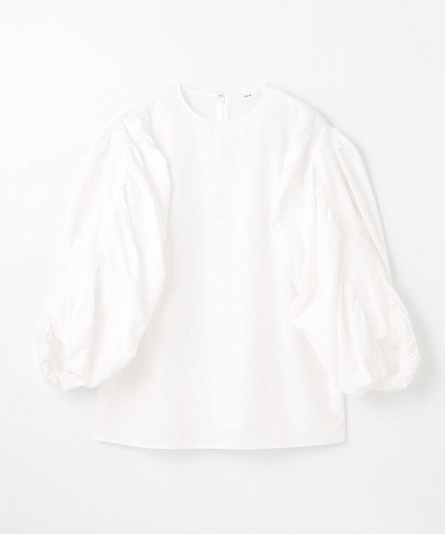 NAVE 【Nave・洗える】タイプライタークロス ギャザーブラウス ホワイト系