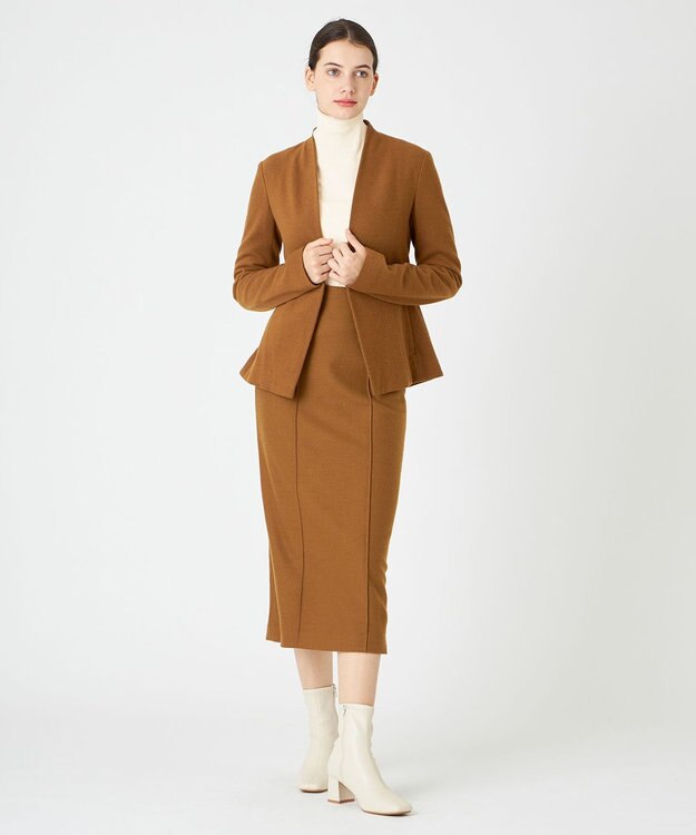 BEIGE， 【S-size】MAZARINE / ノーカラージャケット L.Brown