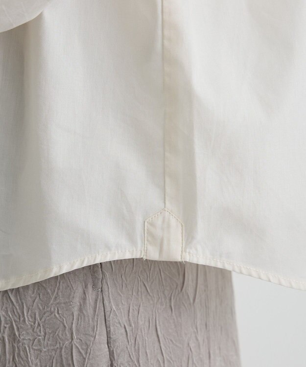 CRAFT STANDARD BOUTIQUE 袖シャーリングバンドカラーシャツ Off White