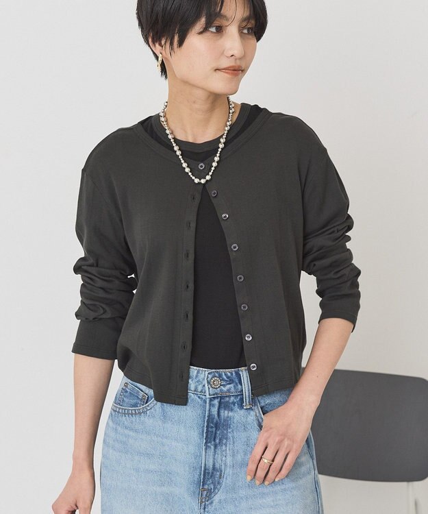 AMERICAN HOLIC 【２点セット】リンガーＴシャツ＋カーディガン Black