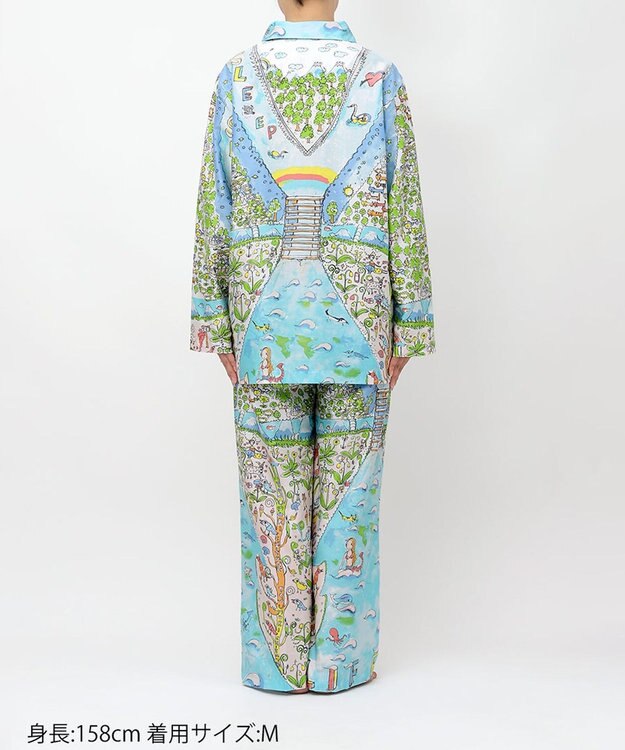 tsumori chisato SLEEP ツモリチサト パジャマ 綿100%(本体) サテン 長袖 長ズボン レディース UDX506/ワコール サックス