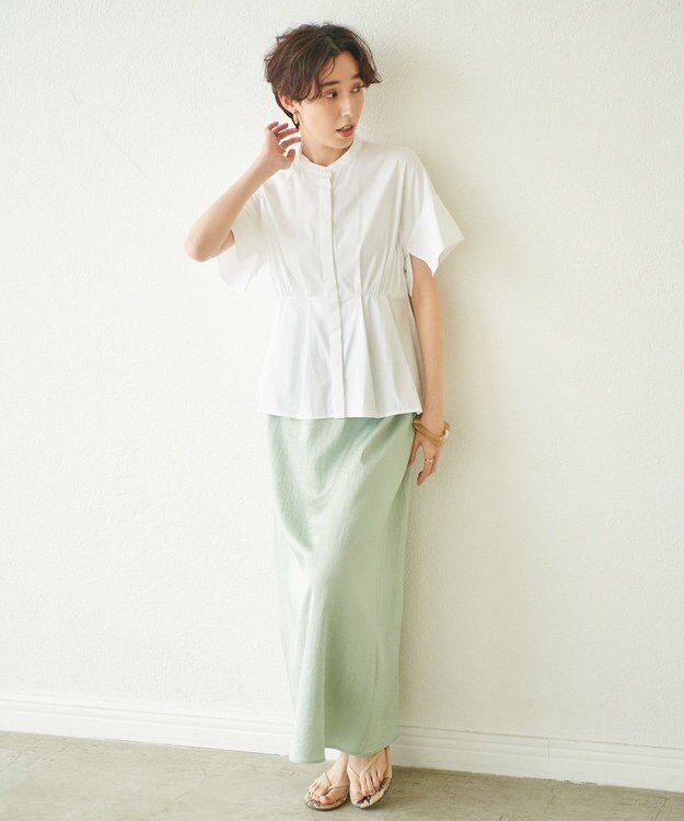 #Newans 【ANSWER for シンプルベーシック】スリットスリーブペプラムブラウス ホワイト系