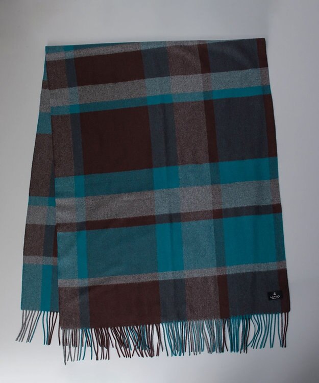 AURORA LANVIN COLLECTION ランバン コレクション カシミヤ  チェックストール ダークグリーン