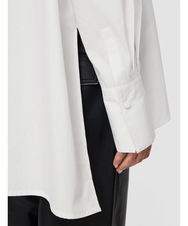 JOSEPH 【洗える】ポプリンカラーブロック　リラックスブラウス B&W Quail