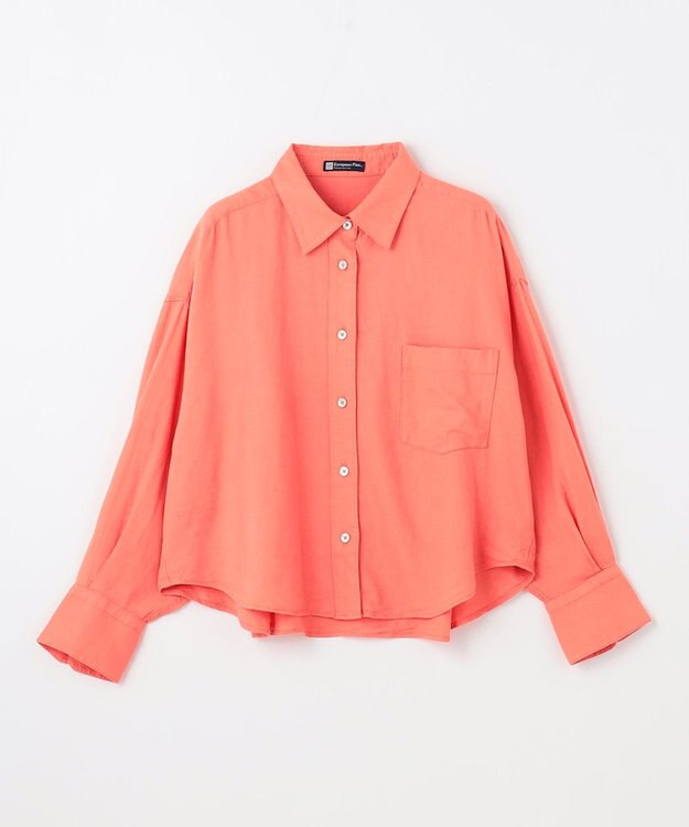 ANY 【手洗い可能】ヨーロピアンリネンシャツブラウス オレンジ