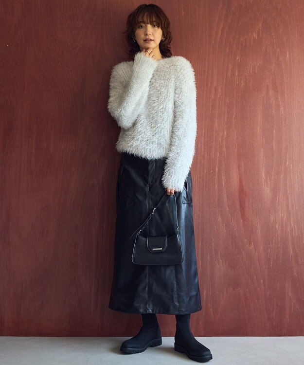 AMERICAN HOLIC Wポケットフェイクレザースカート Black