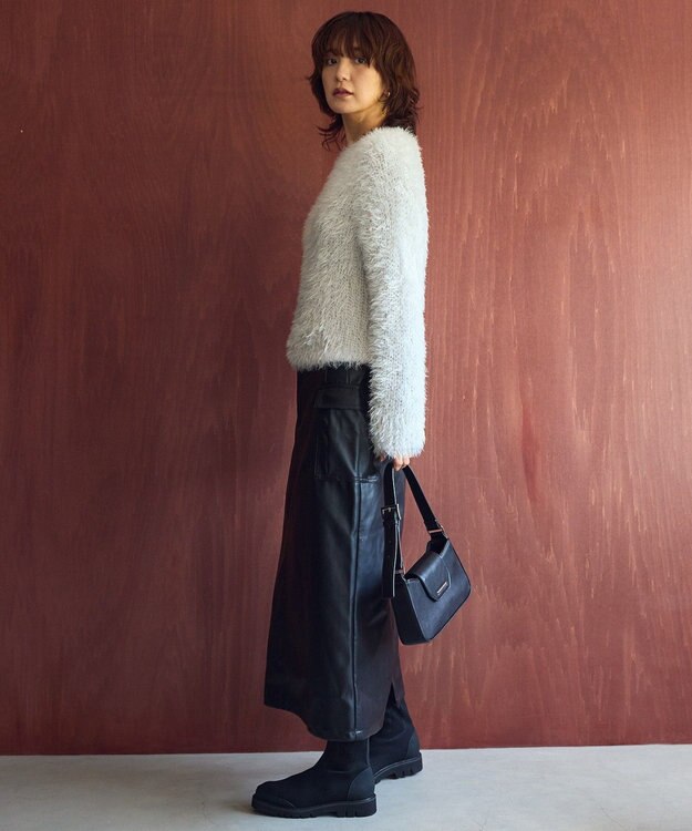 AMERICAN HOLIC Wポケットフェイクレザースカート Black