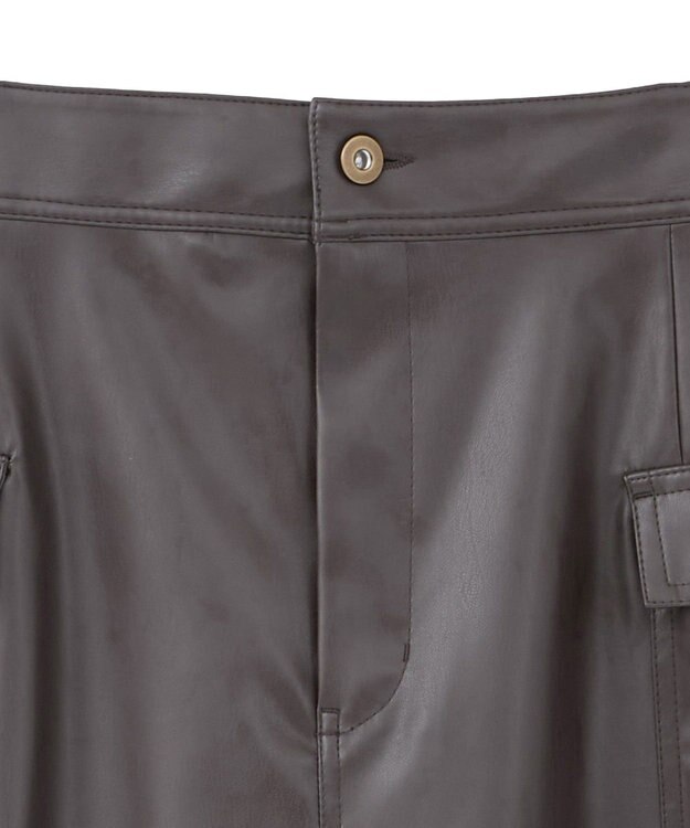 AMERICAN HOLIC Wポケットフェイクレザースカート Brown