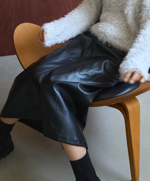 AMERICAN HOLIC Wポケットフェイクレザースカート Black