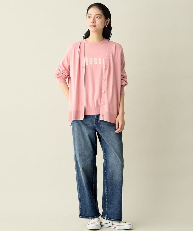 ANY インターシャロゴニットプルオーバー ピンク×エクリュ