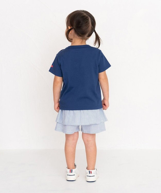 MIKI HOUSE HOT BISCUITS 【80-120cm】 ストライプ キュロットスカート ブルー