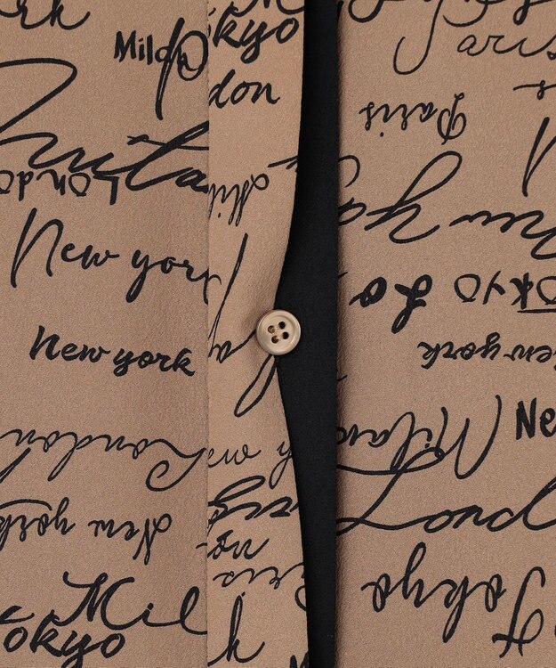 ICB 【30th ANNIVERSARY】5cityプリント バンドカラーブラウス バーントアンバー×ブラック