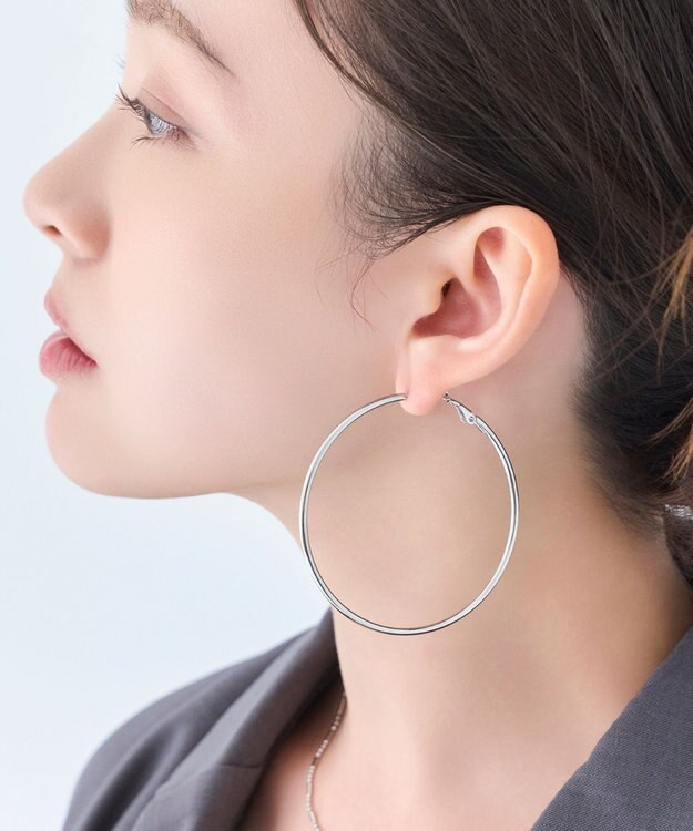 Phoebe 【金属アレルギー対応】ライトフープビッグピアス　シルバー/ステンレス/大振り シルバー