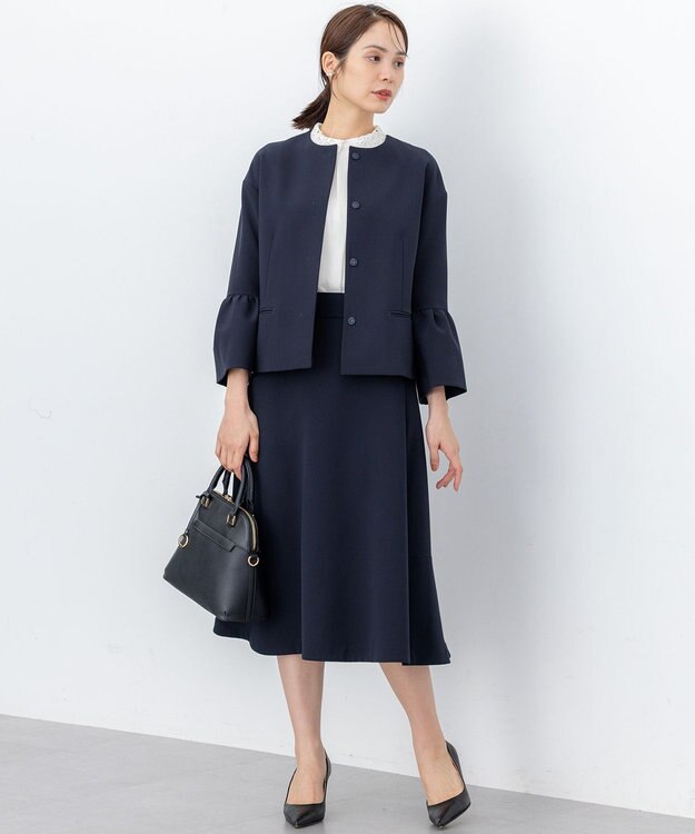 組曲 S 【KUMIKYOKU NAVY】コンフォータブルドレープ フレアスリーブジャケット ネイビー系
