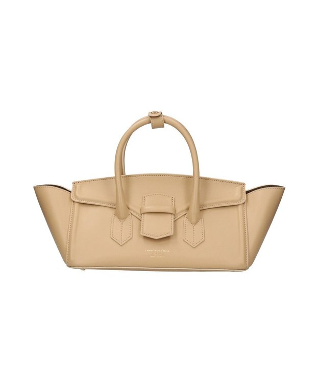 INTER-CHAUSSURES 【CHRISTIAN VILLA】レザーワイドハンドバッグ ベージュ