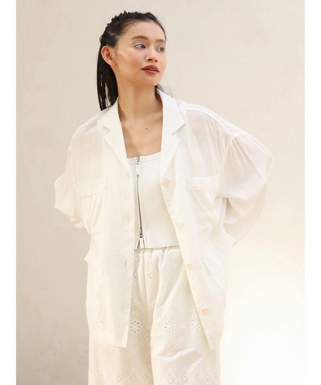 Green Parks ■ＥＳＣＡＲ　シアーミリタリージャケット Off White