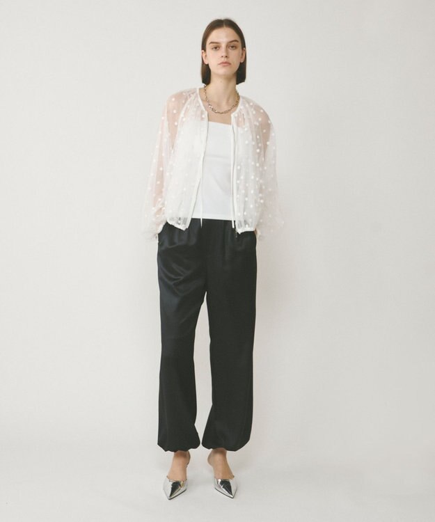 GRACE CONTINENTAL チュールノーカラーブルゾン ホワイト