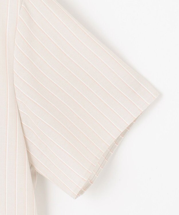 J.PRESS LADIES 【洗える】シアーストライプ＆チェック ブラウスライク カットソー グレージュストライプ系