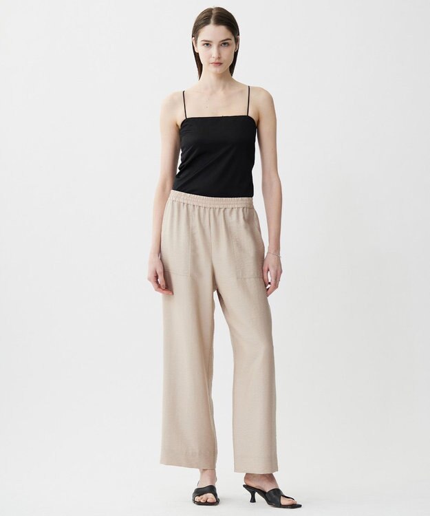 ICB L 【接触冷感・UVケア・速乾・洗える】カップ付きサテンキャミソール ブラック系