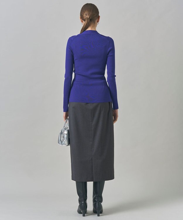 ICB 【洗える】T/Wブロード ナロースカート チャコール系