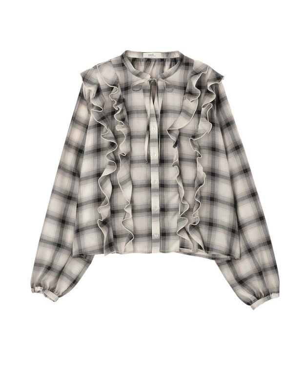 earth music&ecology フリルリボンブラウス Check