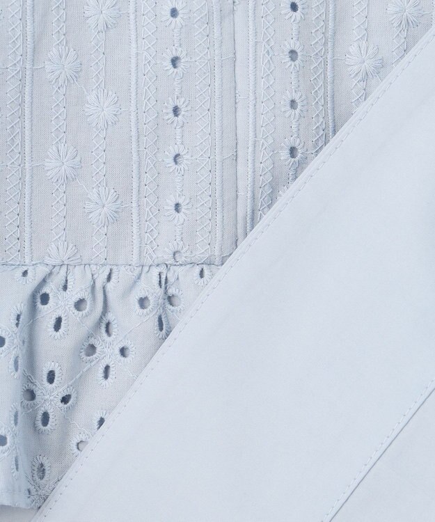 組曲 【WEB限定色あり】レースコンビシャーティング ブラウス 【WEB限定】サックスブルー