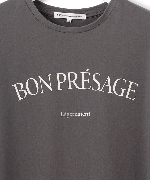 23区 S 【接触冷感/洗える】BON-PRESAGE ロゴ フレンチスリーブ Tシャツ グレー系