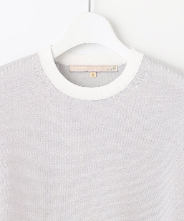 自由区 【XSサイズ～/洗える/セット着用可】シャインハイゲージ プルオーバーニット ライトグレー系