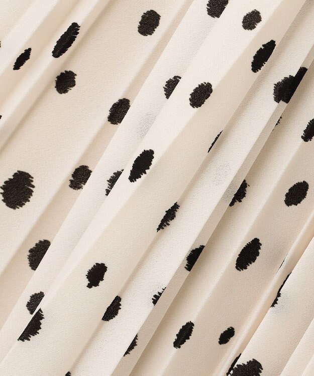 自由区 【セットアップ可】ドットプリント プリーツスカート ベージュ系5