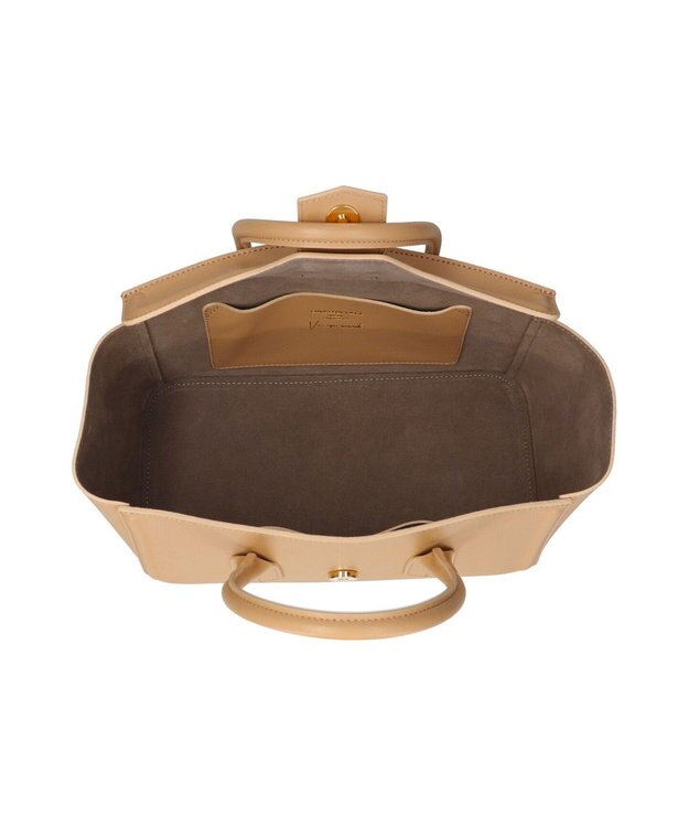 INTER-CHAUSSURES 【CHRISTIAN VILLA】レザーワイドハンドバッグ ベージュ