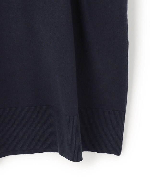 UNFILO L フリルトリミング ニットワンピース ネイビー×ネイビー