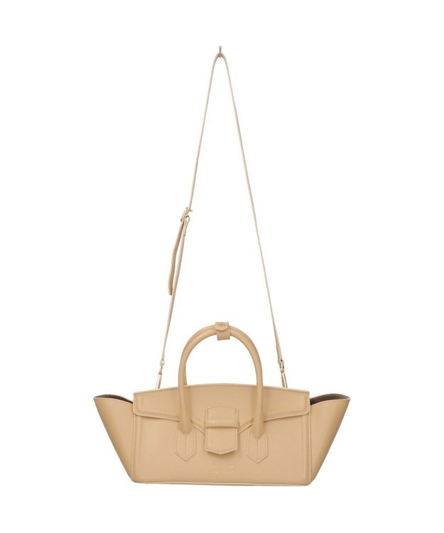 INTER-CHAUSSURES 【CHRISTIAN VILLA】レザーワイドハンドバッグ ベージュ