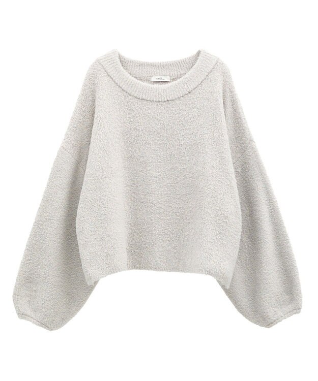 earth music&ecology オフショルフェザーニットプルオーバー Gray Beige