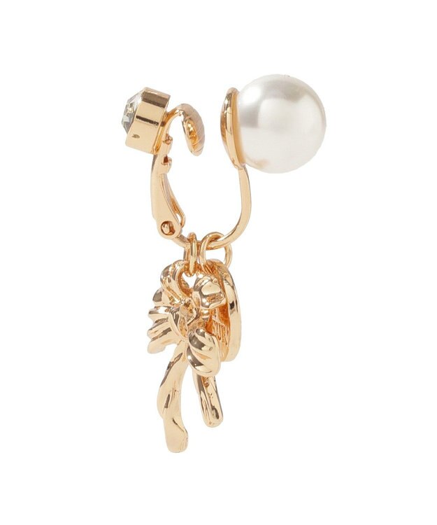 Maison de FLEUR カーリーリボンパールイヤリング Gold