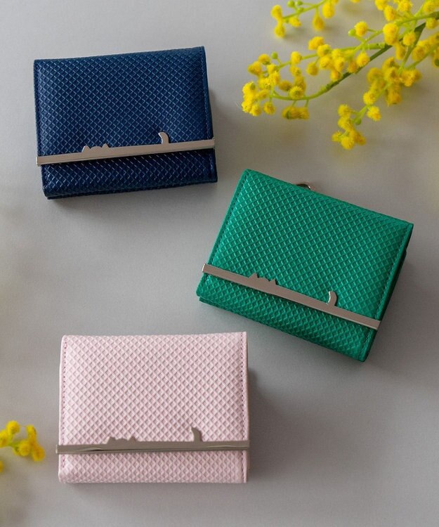tsumori chisato CARRY クロスエンボス 3つ折りミニ財布 グリーン