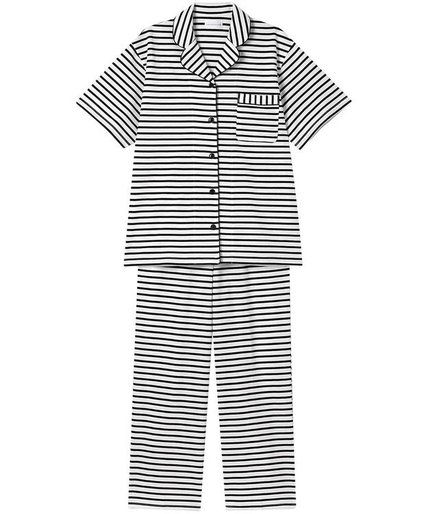 une nana cool 綿100％ 薄手裏毛ボーダー 半袖パジャマ BL