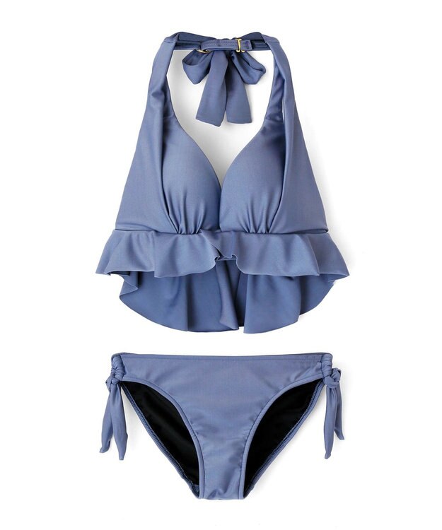 San-ai Resort（三愛水着楽園） 【SALE】ナチュラルだけどしっかり盛れる【ナチュラルアップブラ】Solidノンワイヤービキニ ブルー