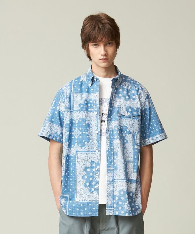 J.PRESS MEN ペイズリーバンダナプリント シャツ ダルブルー系5