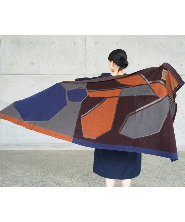 nitorito 【UNISEX】safflower オリジナル紅花柄 ストール navy