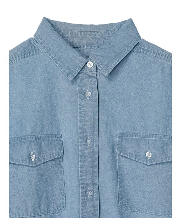 Green Parks ミディ丈デニムシャツワンピース Light Indigo