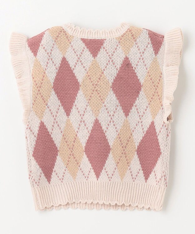 ANY KIDS アーガイル ニット ベスト ピンクベージュ系