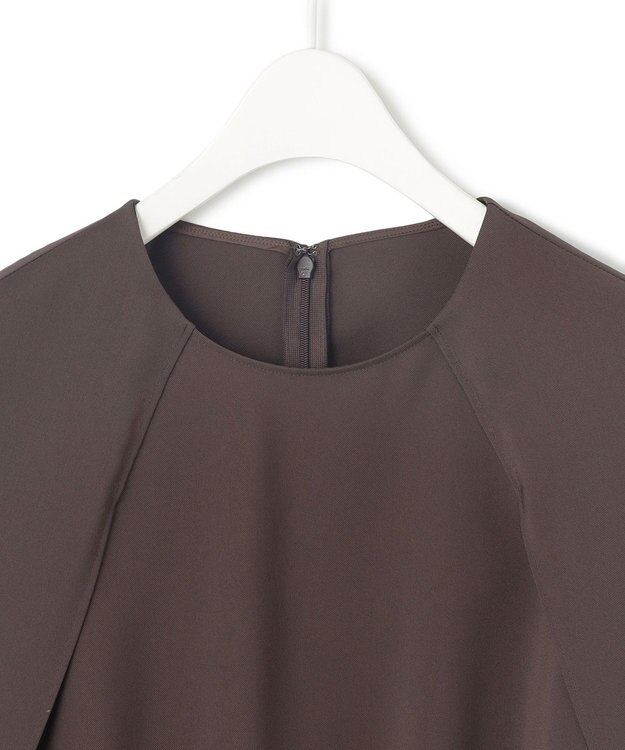 ICB L 【接触冷感・UVケア・吸水速乾・防シワ・洗える】 ドレープツイル ブラウス チョコレート系