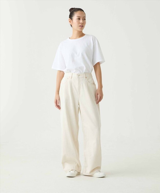 caqu FS linen wide boy`s コットンリネンワイドストレートデニム ecru