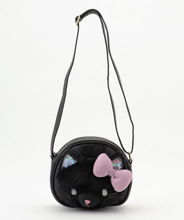 ANY KIDS ふわふわネコポシェット ブラック