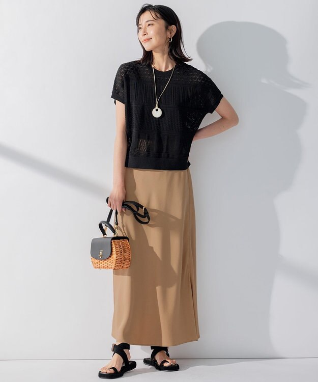 23区 【STORY7月号掲載】フィブリルツイル  ナロースカート キャメル系