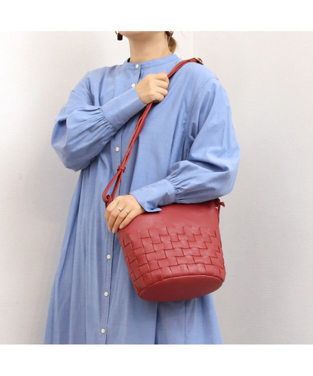 UNBILLION アトランタ ATLANTA / 牛革メッシュバケツショルダー レッド