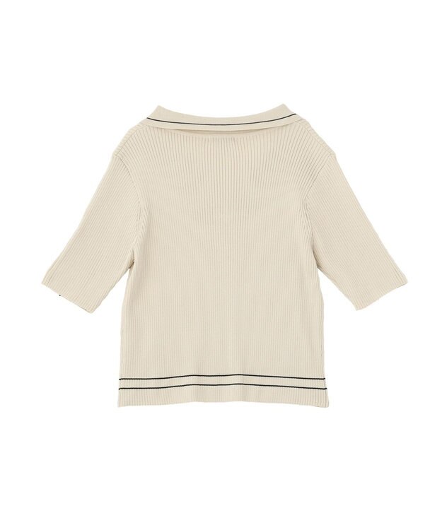 earth music&ecology 【予約】ラインカラーポロニット エクリュ